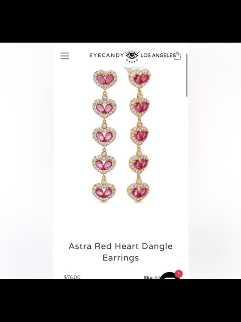 Eye Candy Los Angeles AstroRed Dangle Earrings